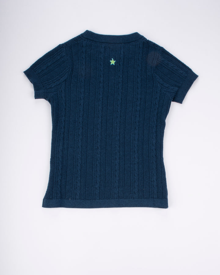 Cable Knit Short Sleeve - Coastal Navy