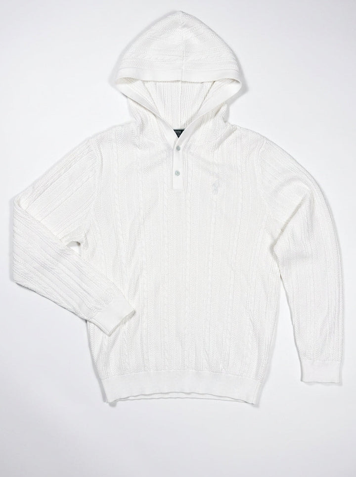 Cable Knit Henley Hoodie