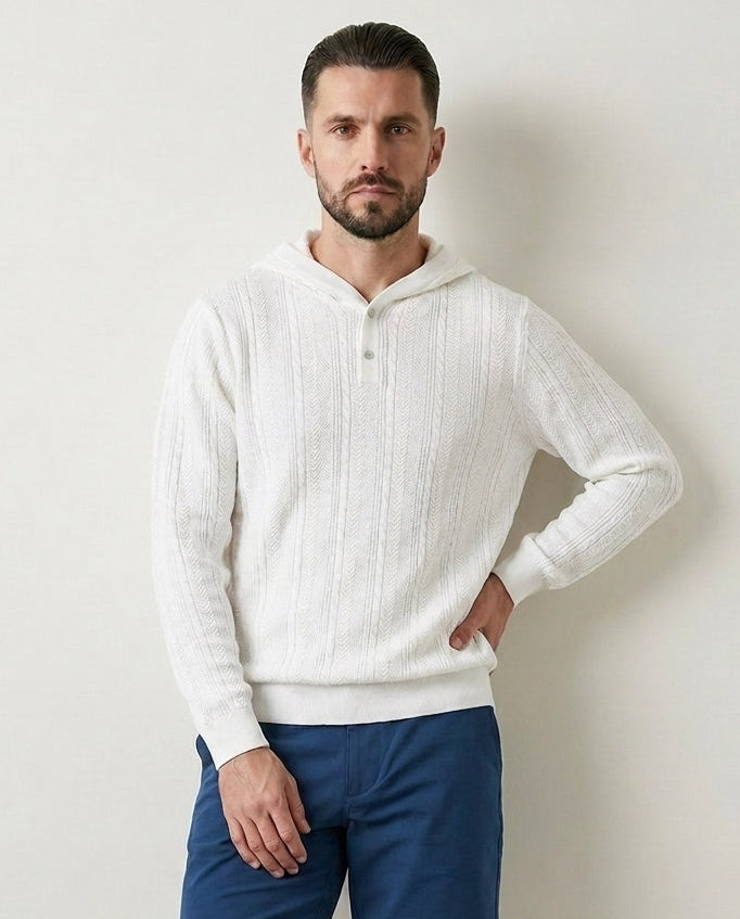 Cable Knit Henley Hoodie