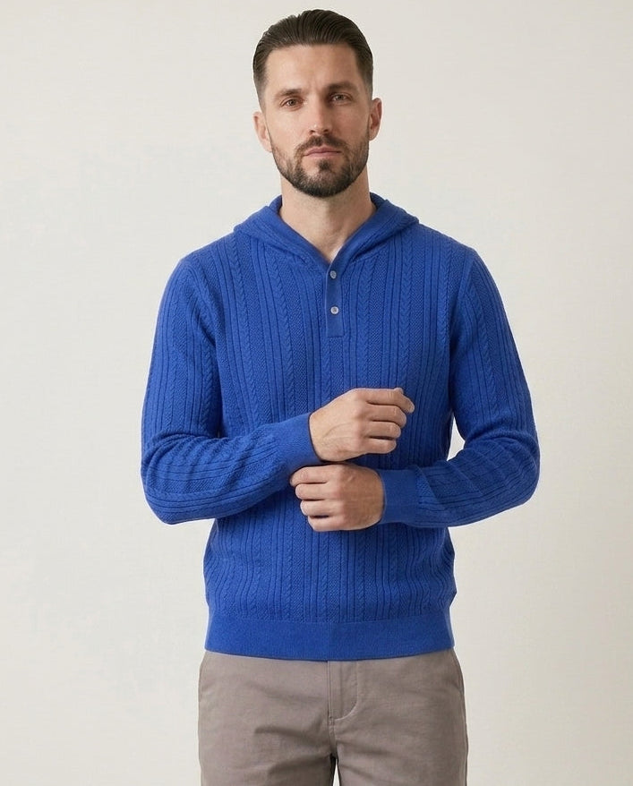 Cable Knit Henley Hoodie