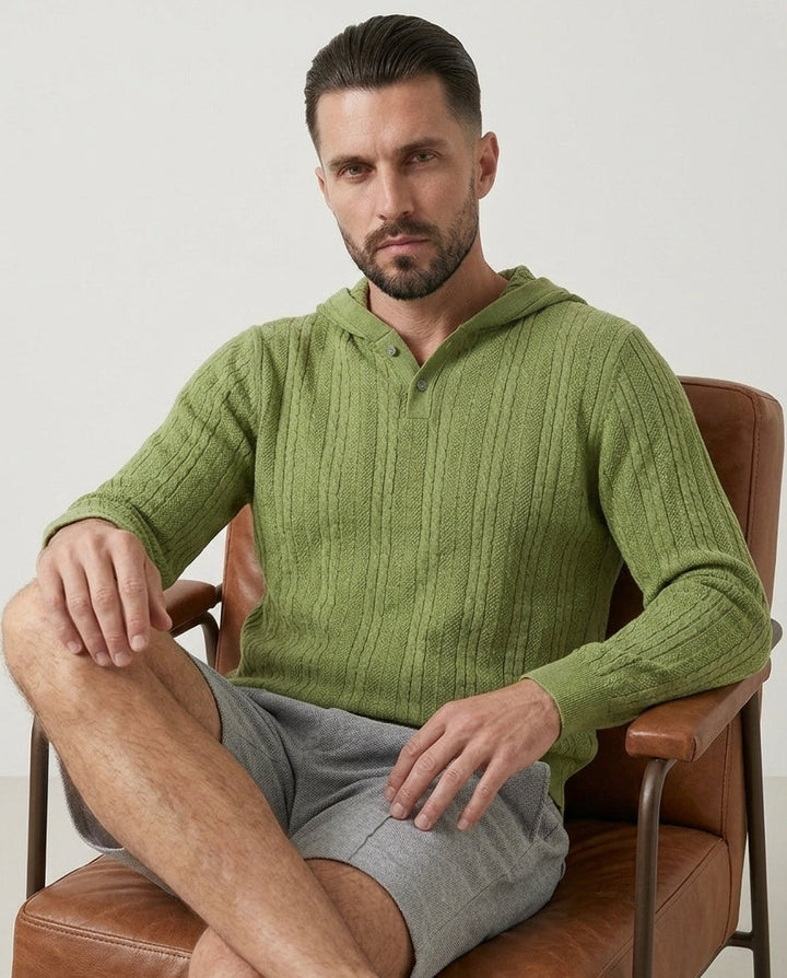 Cable Knit Henley Hoodie